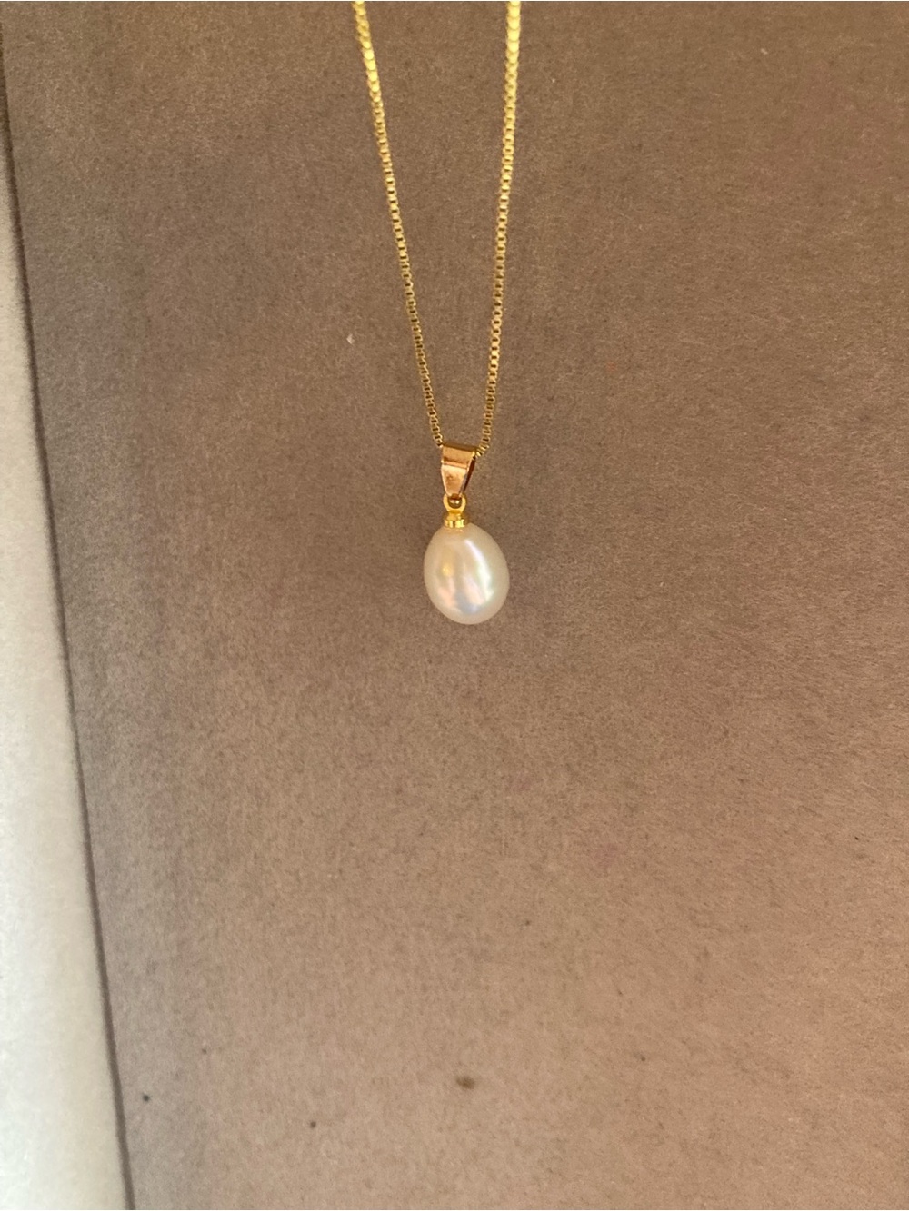 Gold Pearl Pendant Necklace - Classic Pearl Drop 8*11mm